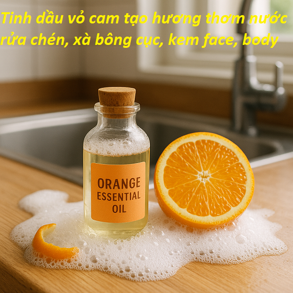 Tinh dầu vỏ cam tạo hương thơm nước rửa chén, xà bông cục, kem face, body