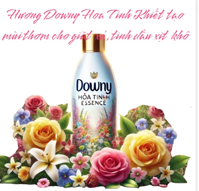 Hương Downy Hoa Tinh Khiết tạo mùi thơm cho giặt xả, tinh dầu xịt khô